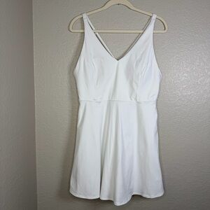 Halara Women's White V-Neck Criss Cross Active Athleisure Mini Dress Size Large